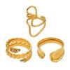 18K Gold Plated Adjustable Stainless Steel Ring Set, Luxury Snake Zircon Geometric Minimalist Unique Women Daily Wear Jewelry