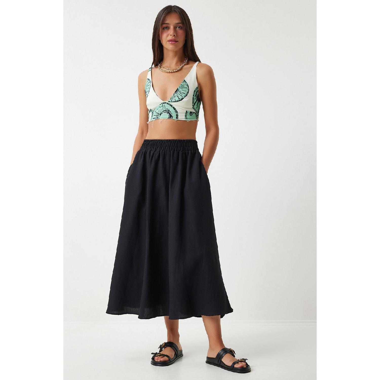 

Woven Flared Skirt With Pockets Black 36 чёрный