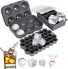 6-Piece Silicone Ice Cube Tray Set with Square and Round Molds