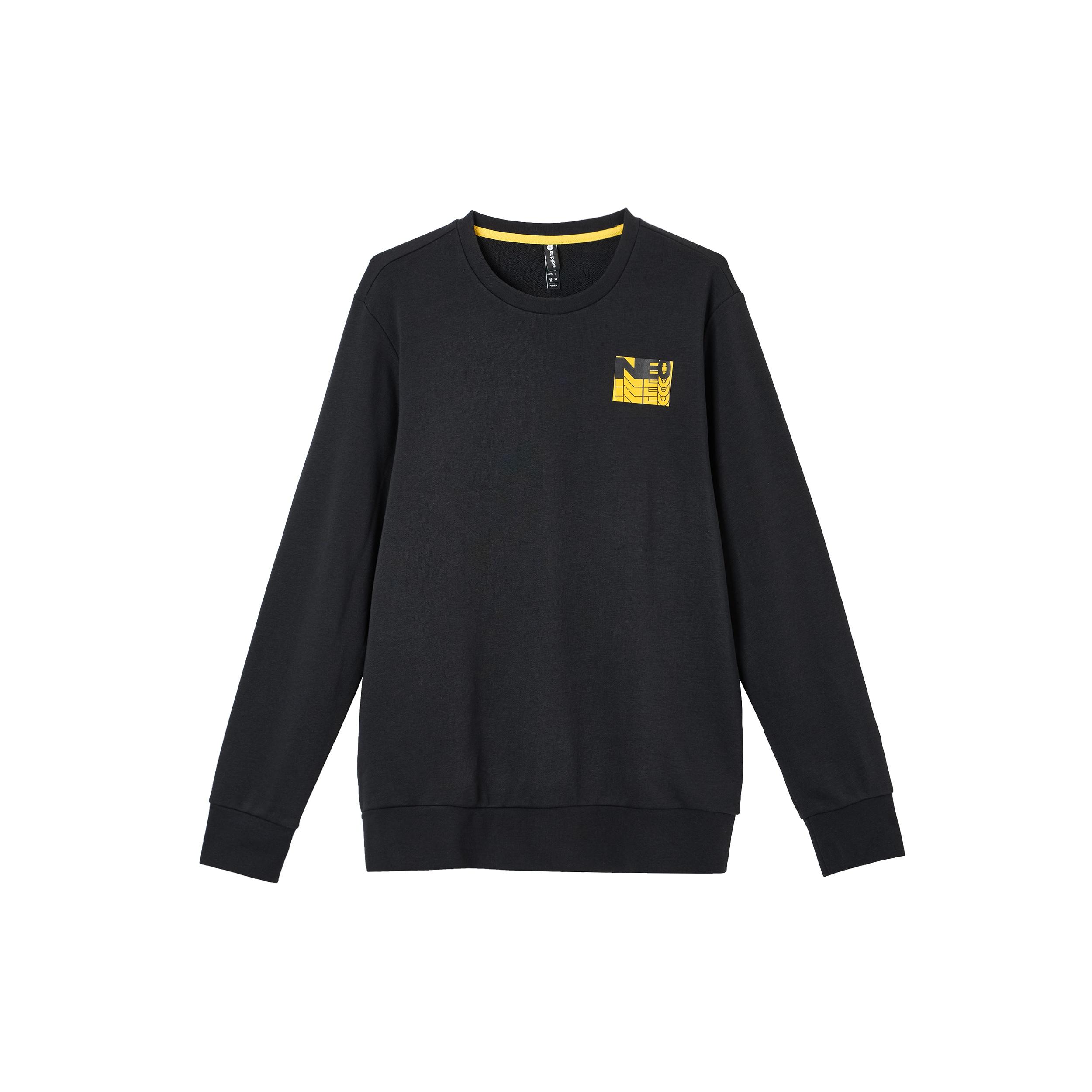 Men s adidas neo Alphabet Pattern Printing Sports Round Neck Pullover Black HD4632 XL
