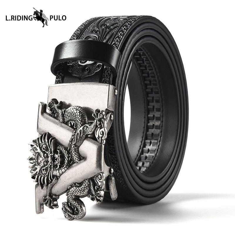 Carved Alloy Buckle Automatic Buckle Trouser Belt Genuine Leather Men's Belt Casual All-match Belt