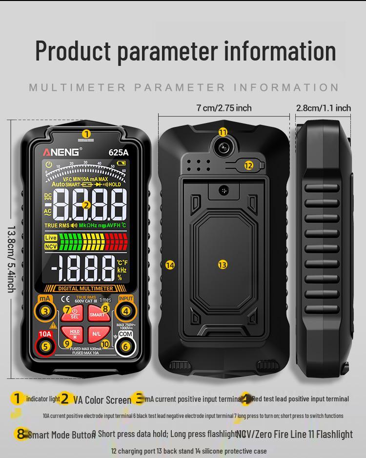 Rechargeable High-Precision Smart Digital Multimeter - Multifunctional, Fully Automatic, Anti-Burnout Electrician Tool.
