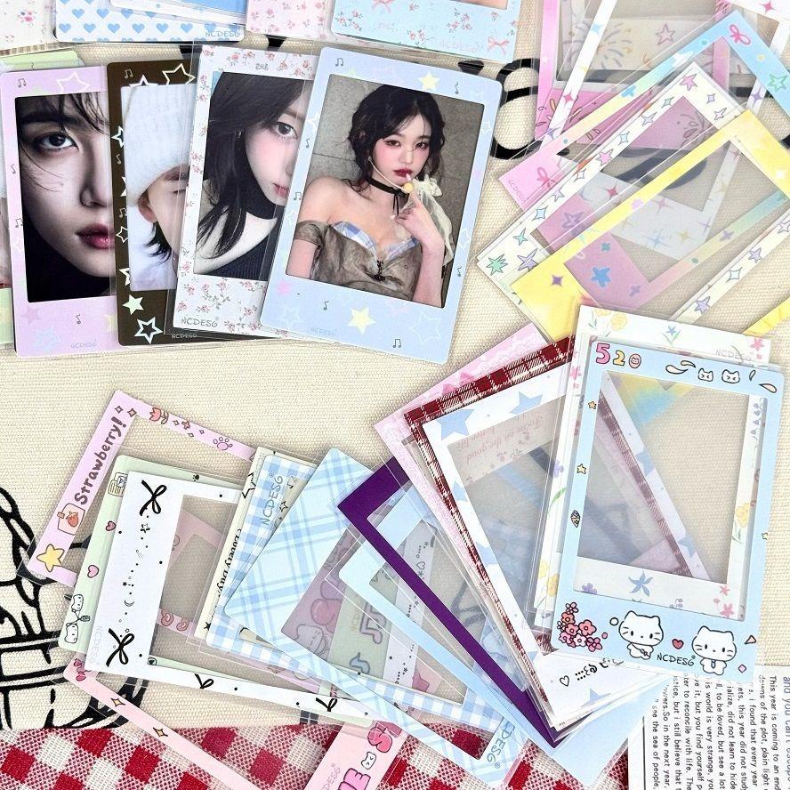 10/30/50pcs 3inch Photo Frame Paper Stickers with Protective Sleeves for Scrapbooking Kpop Idol Photocard Decor Stationery