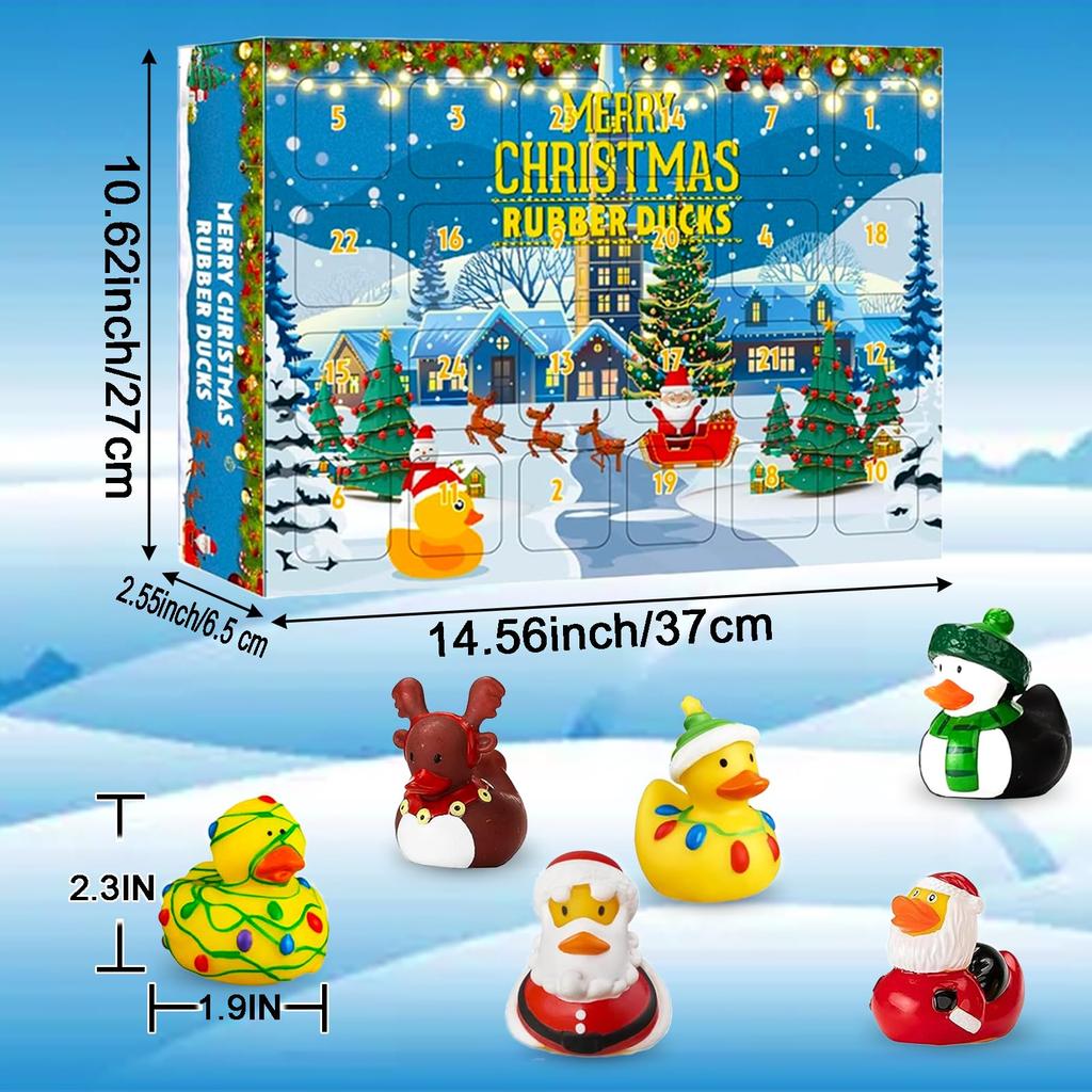Christmas Rubber Duck Advent Calendar ,24 Days Christmas Countdown Calendar,24 Rubber Ducks for Boys Girls Christmas Party