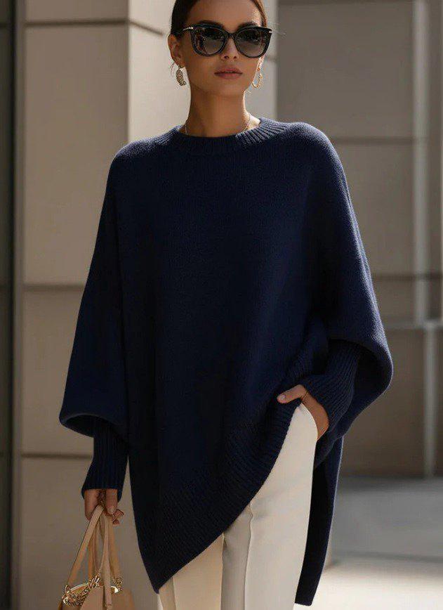2025 Autumn/Winter Women's Solid Color Round Neck Knit Pullover Sweater - Loose, Lazy Style