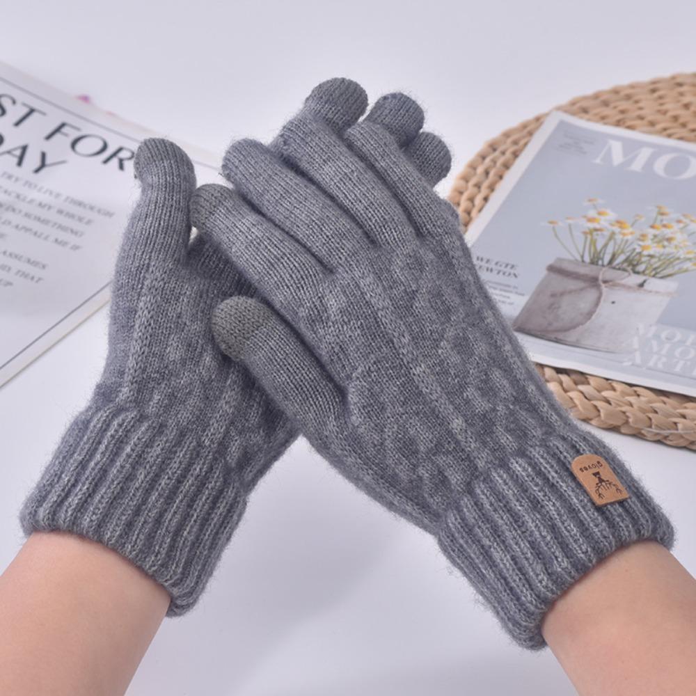 Windproof Wool Knitted Gloves Thicken Full Finger Guantes Fashion Crochet Glove Women Men