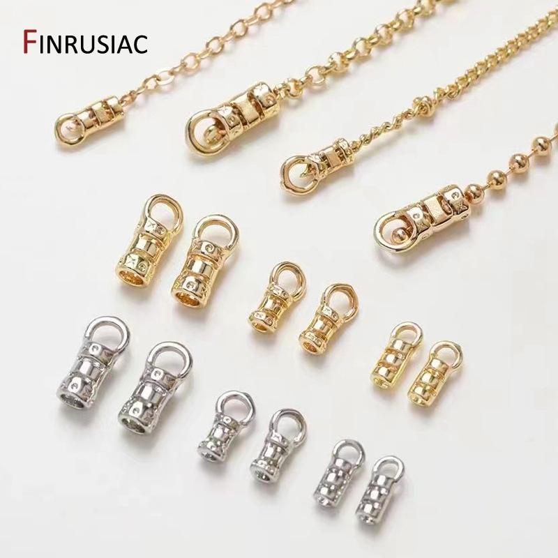 14K Gold Plated Brass Crimp End Caps With Loop Cord Tube Barrel End Cap for DIY Leather Cords And Chains Jewelry Making Findings