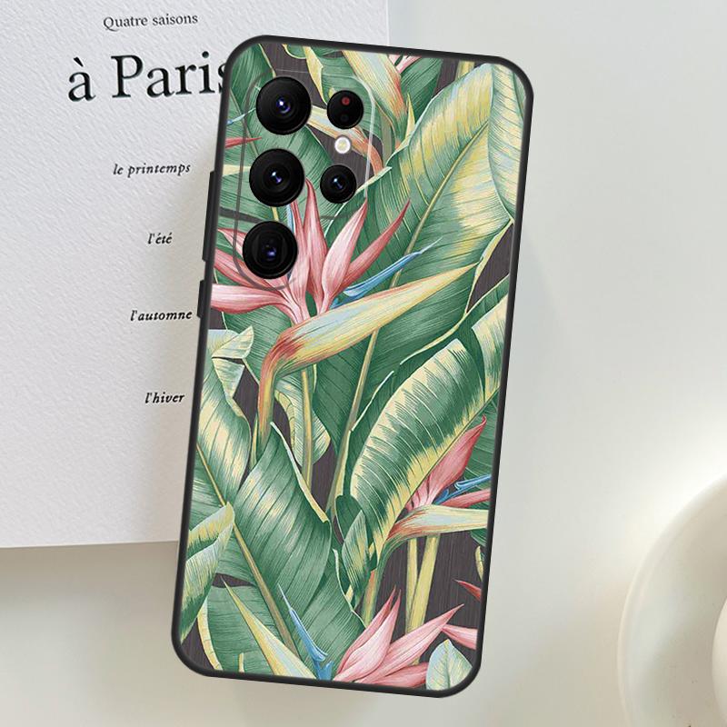 Retro Banana Leaf Plant Case For Samsung Galaxy S26 Ultra S25 S24 S23 S21 S22 Ultra S10 S20 Plus S25 FE Phone Cover