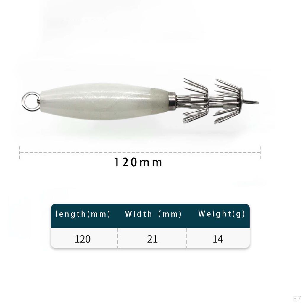 3 Pieces Luminous Squid Jig Hooks Freshwater Saltwater Fluorescent Lures 12cm Glow in The Dark
