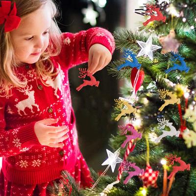 10 Pièces Ornements Suspendus Renne en Plastique Arbre de Noël Paillettes Décorations Élan Fête de Vacances Cadeaux de Noël