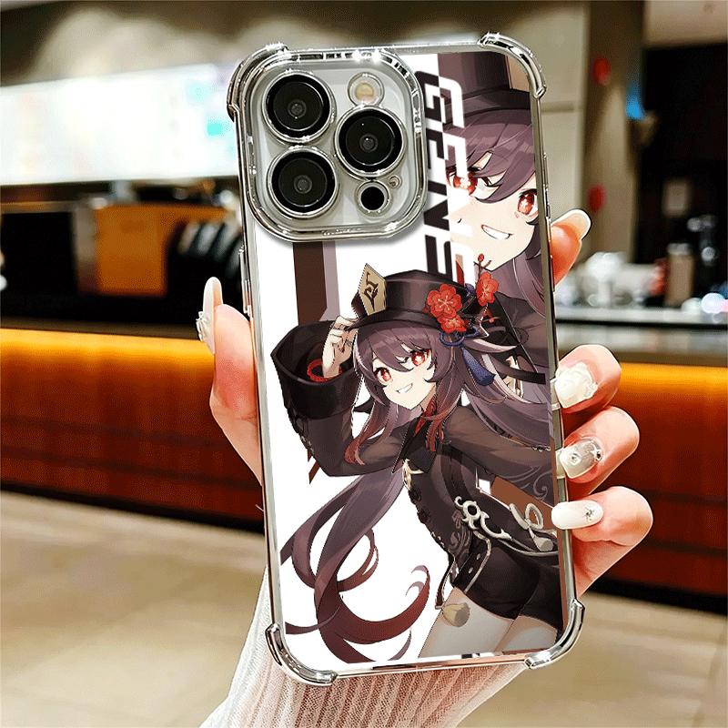 Genshin Impact Desgin Plating Phone Case For Iphone 16 17 Pro Max Air 16E 14 15 Plus 12 13 Mini Anti-Fall Airabag Cover
