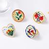 Unique Pastoral Ethnic Style Flower Plant Pomegranate Printing Irregular Rotundity Heart-shaped Metal Ring For Women Jewelry NEW