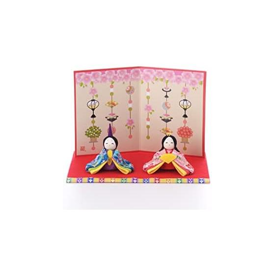 Ryukodo Hina Dolls Hina Dolls Peach Festival Doll s Festival Interior Ornament Compact Kyoto Chirimen Hannari Folding Screen Children Dolls/Approx.