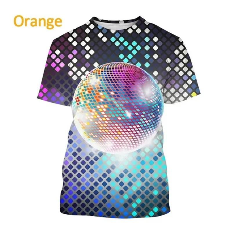 New Party Disco Ball Print Tshirt Short Sleeved O Neck Plus Size T Shirt For Men Women Casual Cool Hip-hop Streetwear Tee Tops