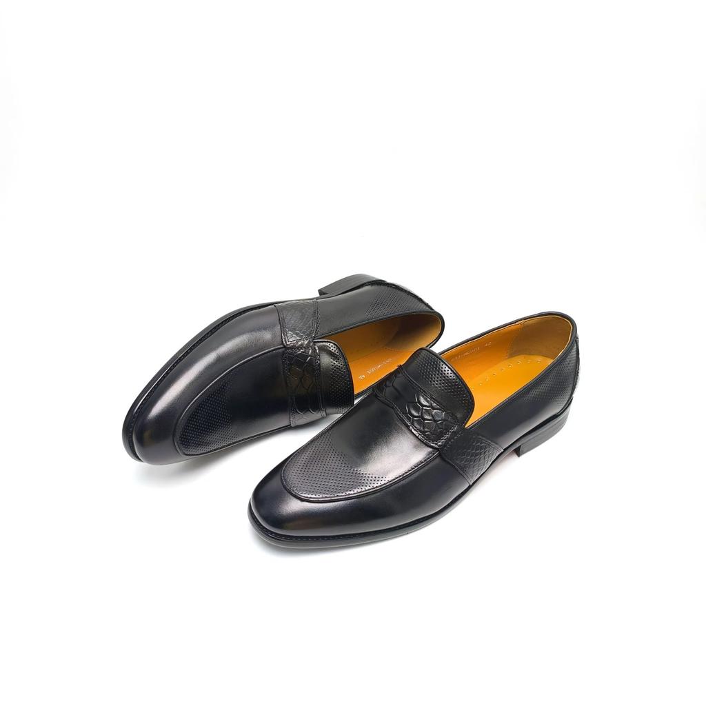 Fashion Comfortable Loafer Shoes For Men Casual Daily Wearing Office Handcrafted Black Fashion Printing Breathe Genuine Leather Shoe Men