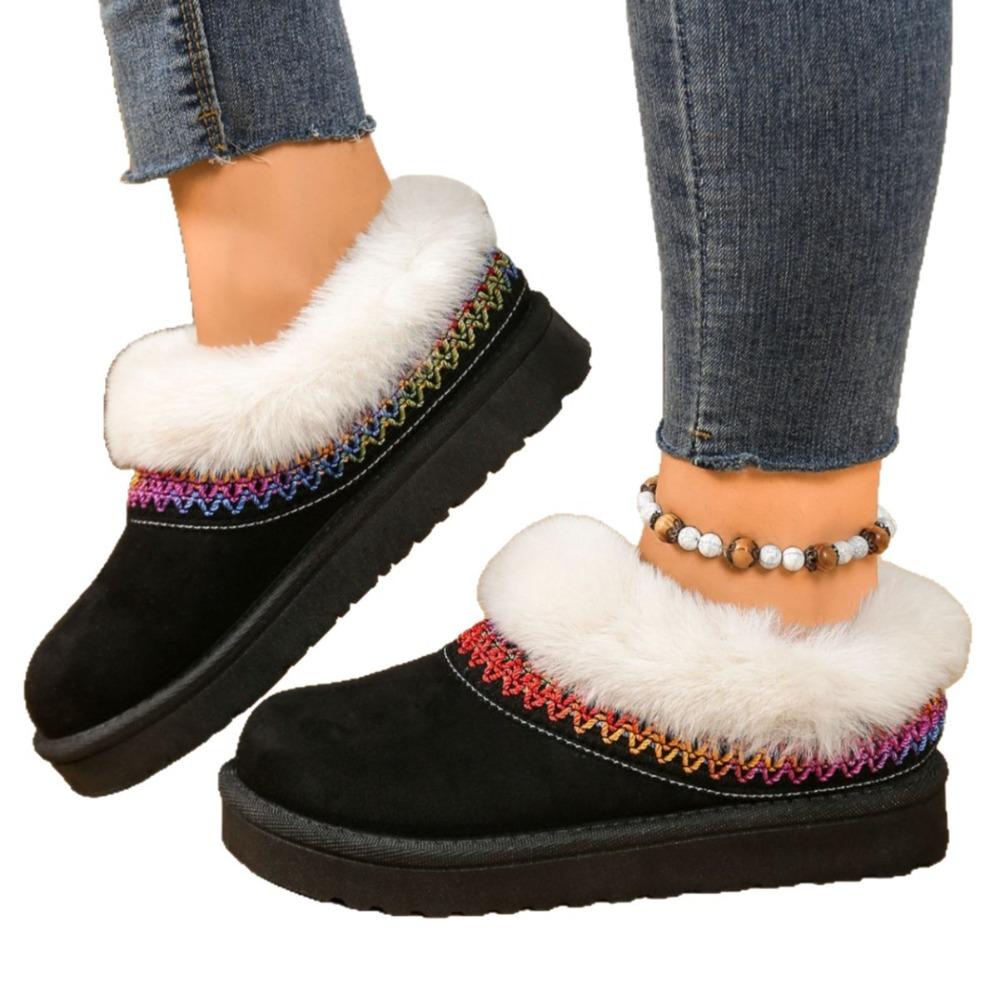 Autumn/Winter New Snow Boots - Suede Versatile Warm Fleece Ethnic Style Comfortable Furry Cotton Shoes