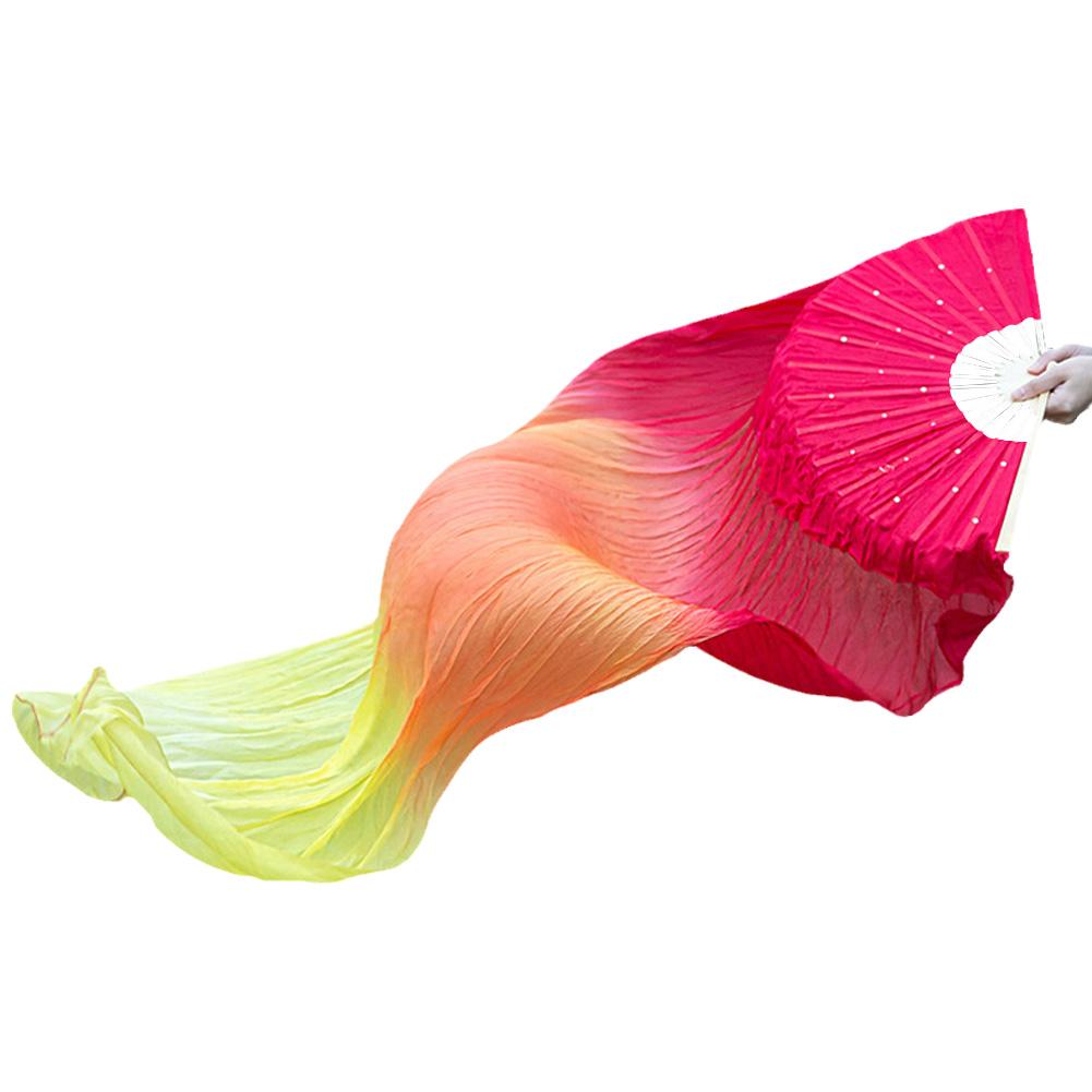 150cm Length Dancing Fan Yangge Fan Props Gradient Color Dancer Practice Long Imitation Dance Props Silk Fans