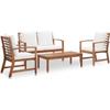 4-piece Garden Furniture Set with Cushions - Brown / White - 120 X 61 X 81 Cm