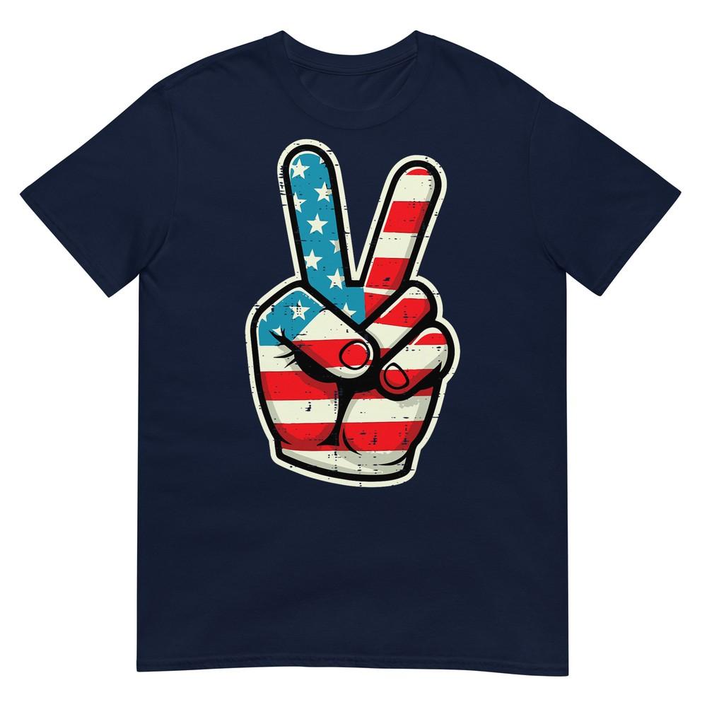 4th Of July Peace Hand America Flag Patriotic Unisex Unisex Kids Tshirt S