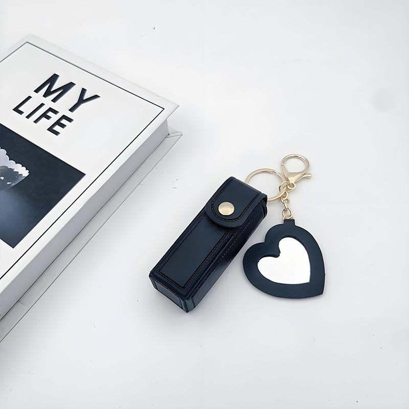 1 Pièce Enveloppe Rouge Portable Miroir d'Amour Étui de Protection en Cuir pour Rouge à Lèvres Porte-clés Pendentif Mignon et Minimaliste