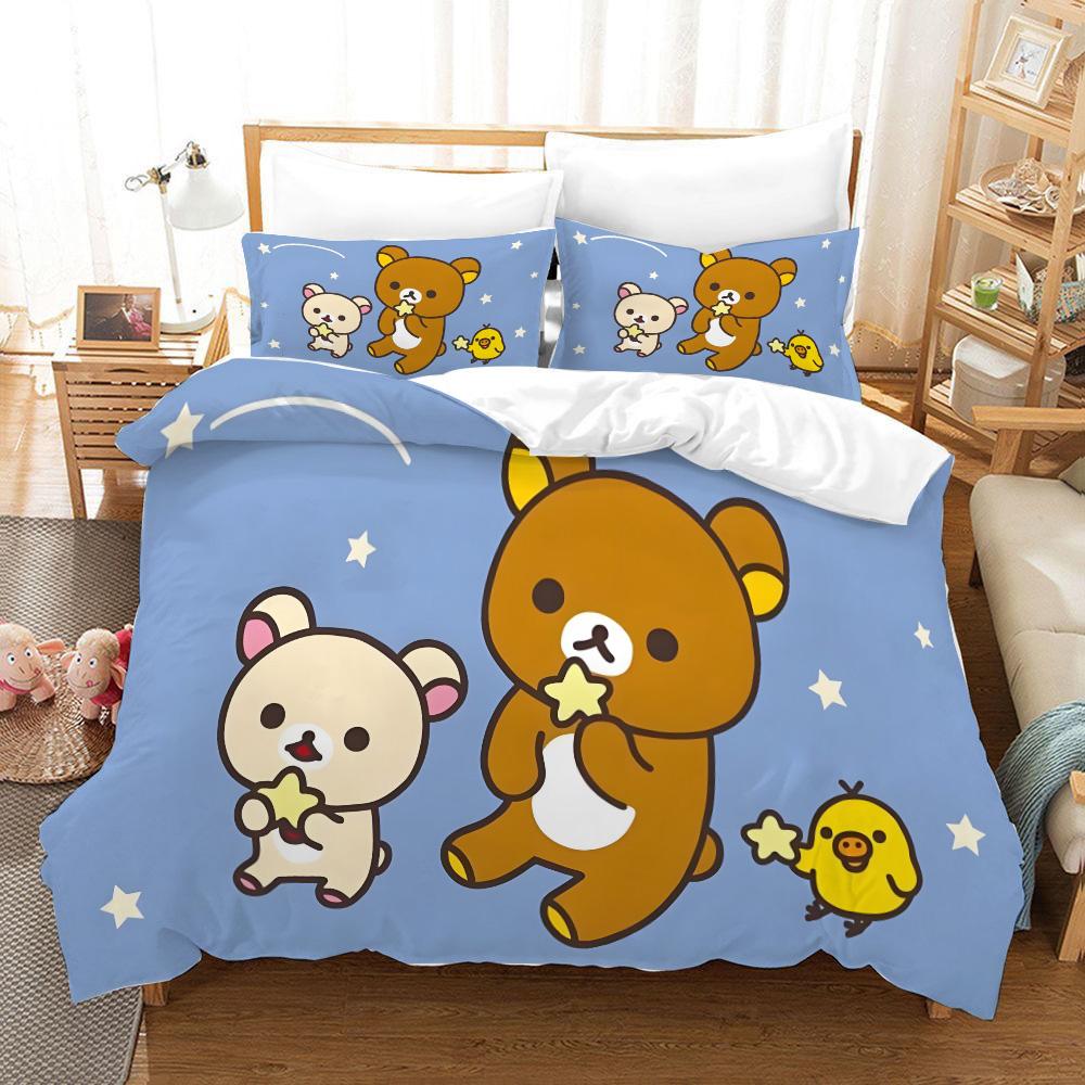 Rilakkuma Korilakkuma Duvet Cover Set Cute Cartoon Rilakkuma Korilakkuma Bedding Set Pillowcase Twin Full Queen King Size