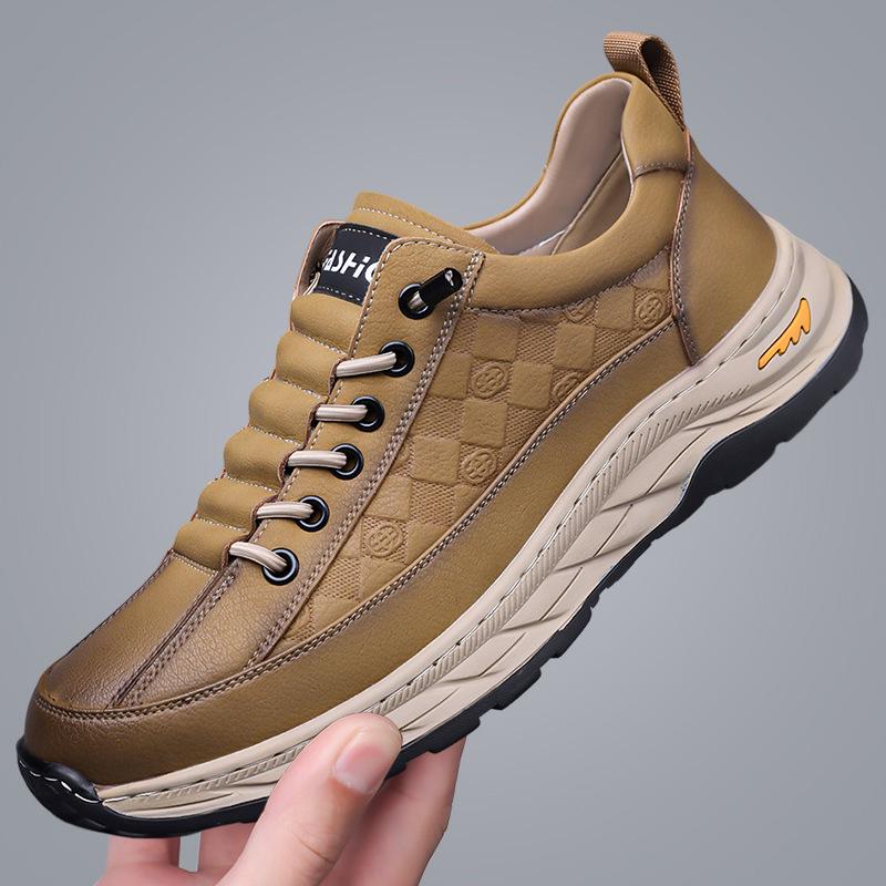 

Мужские легкие ретро походные ботинки - Осенне-зимняя обувь на толстой подошве для активного отдыха и повседневной носки 40 коричневый