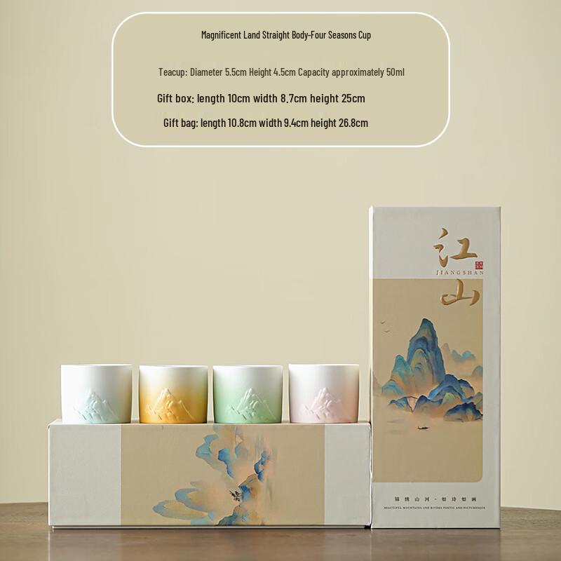 Thousand Miles of Rivers and Mountains Ceramic Teacup Gift Set