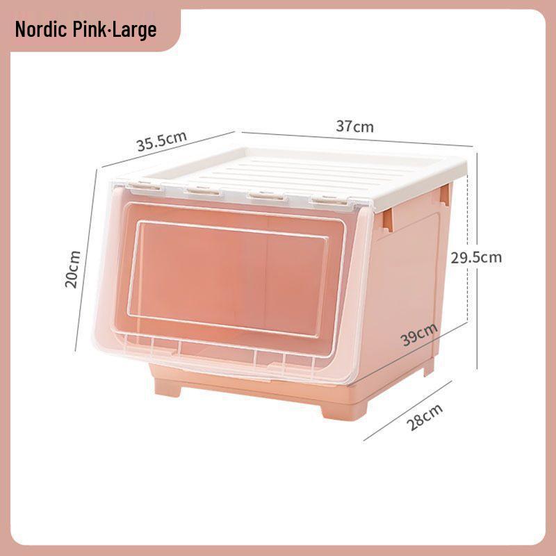 Side-Opening Extra-Large Stackable Plastic Storage Box for Living Room Toys