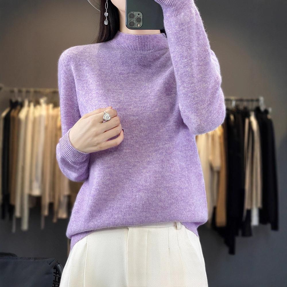 TIFICY Women s Fashion Casual Fall Winter Solid Color Print Long Sleeve Half Turtleneck Sweaters S
