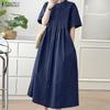 Dames Casual Ronde Hals Los Zomer Jurkje met Korte Mouwen
