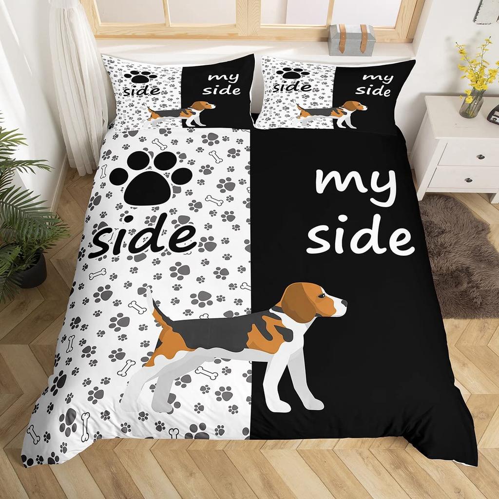 Kids Cartoon Dogs Duvet Cover Set King Size Corgi Pug Pattern Comforter Cover For Boys Girls Adult Bedroom Decor,Cute Puppy Pet