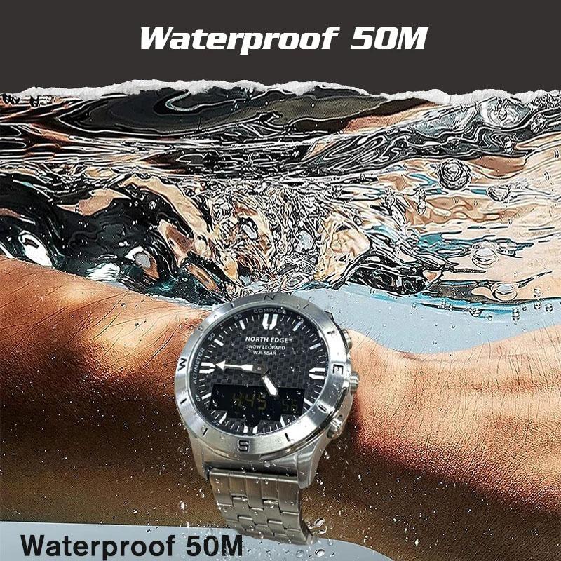 NORTH EDGE Men's Sports Digital Watches Business Luxury Watch For Men Waterproof 50M Altimeter Barometer Compass Luminous Clock