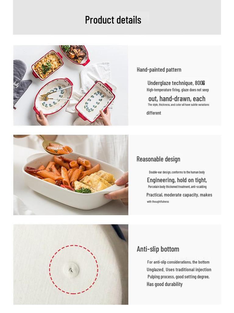 Ceramic Rectangular Baking Tray for Cheese & Rice - Microwave Safe