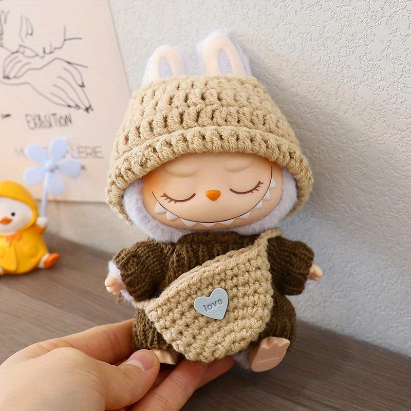 3pcs Handmade Crochet Set for Labubu No Doll Includes Clothes, Bag, Hat Labubu Accessories, Cosplay,