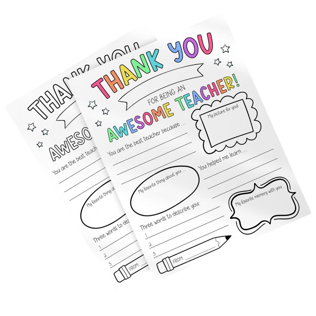 Pack of 2 About My Teacher Posters Coloring Activity Sheets With Writing Prompts For Classroom Projects Teacher Gift