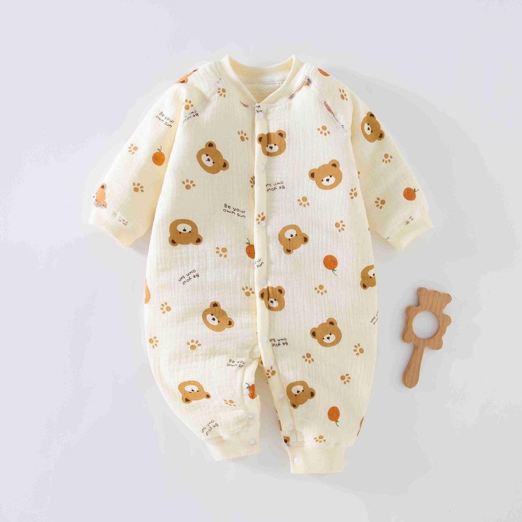 Pure Cotton Gauze Autumn/Winter Jumpsuit for Toddlers - Universal Newborn Warm Thin Cotton, Thickened Crawling Clothes