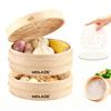 MOLADE Handmade Bamboo Steamer Set Chinese Steamer with 50 Bamboo Paper Sheets Commercial Use Steamer Diameter Set of 2 Steamer Bodies and 1 Lid