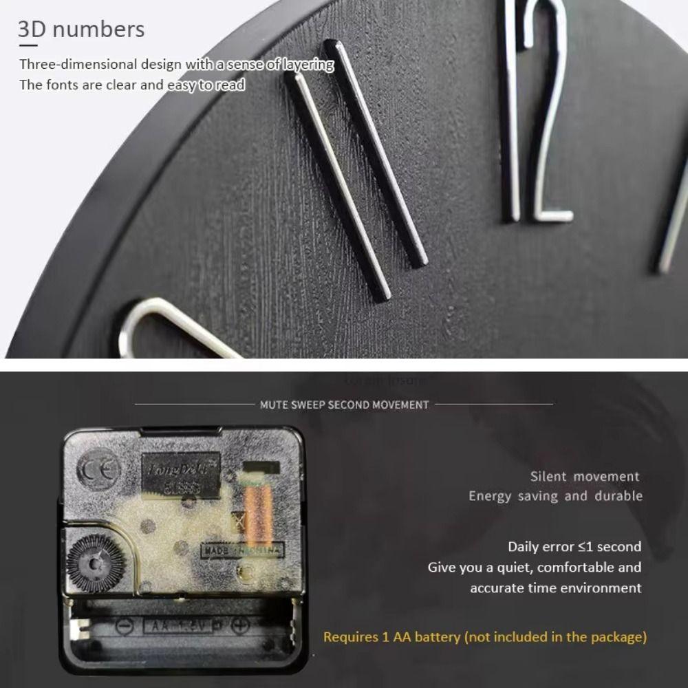 No Second Hand Wood Grain Clock 12inch Scale Clock Elegant Decorative Wall Clock  School
