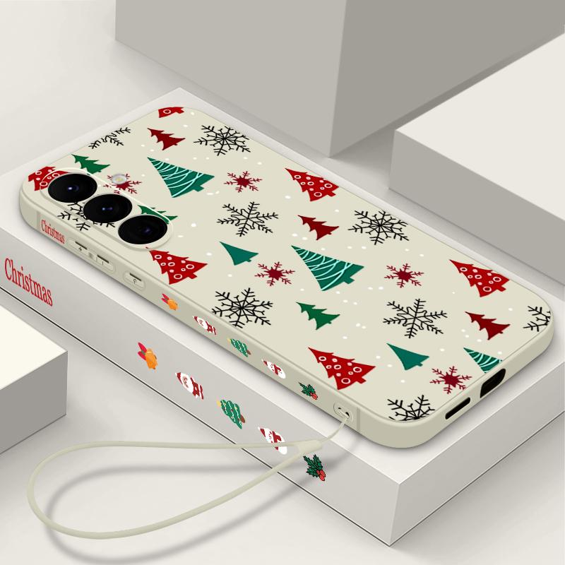 

Мультяшный Рождественский Чехол-шнурок для Samsung Galaxy S25 Edge S24 Ultra S23 S22 Plus S21 FE A54 A15 A35 A55 A16 A26 A36 A56 5G Funda Подарок Samsung Galaxy A34 белый