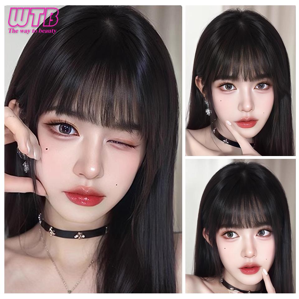 WTB Breton sintetic cu aer natural scurt maro negru Extensie de franjuri de păr fals 1 clipă accesorii pentru posturi pentru femei fete