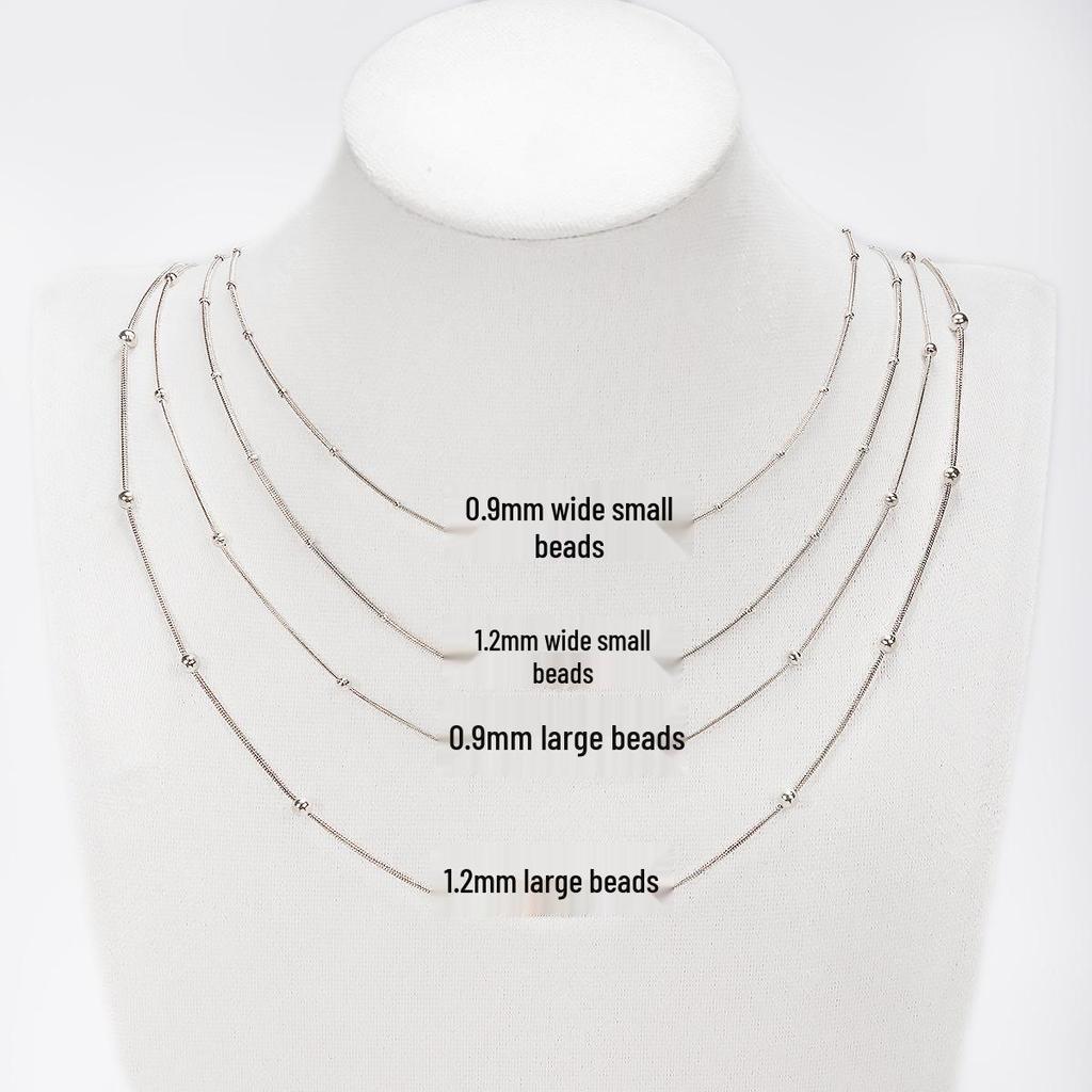 Women's Exquisite Stainless Steel Collarbone Necklace with Bead Clasp - Fashionable Titanium Snake Chain