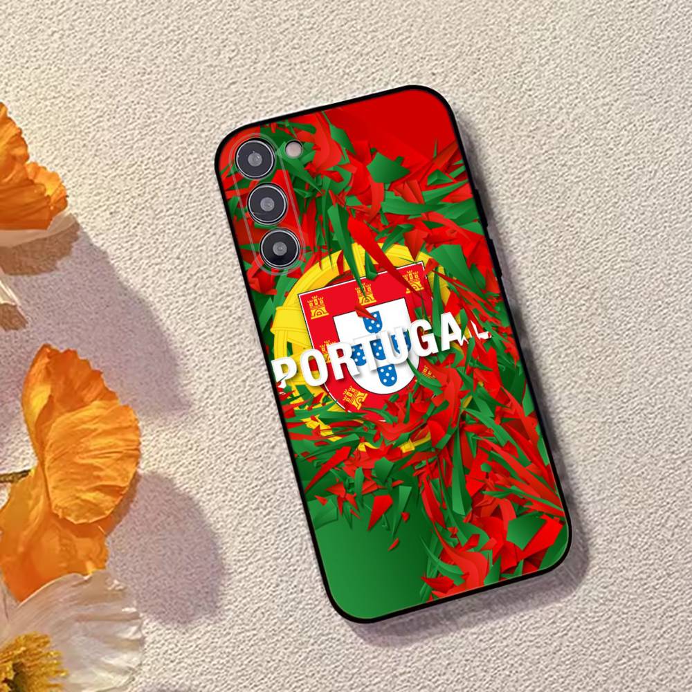 P- Portugalská vlajka Fotbalová podpora Pouzdro na telefon Černý silikon Měkké Pro Samsung Galaxy A73,A72,A71,A70,A53,A52,A51