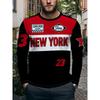 Men'S Long Sleeve T-Shirt New York Letter Print Racing Style Top Fashion Streetwear