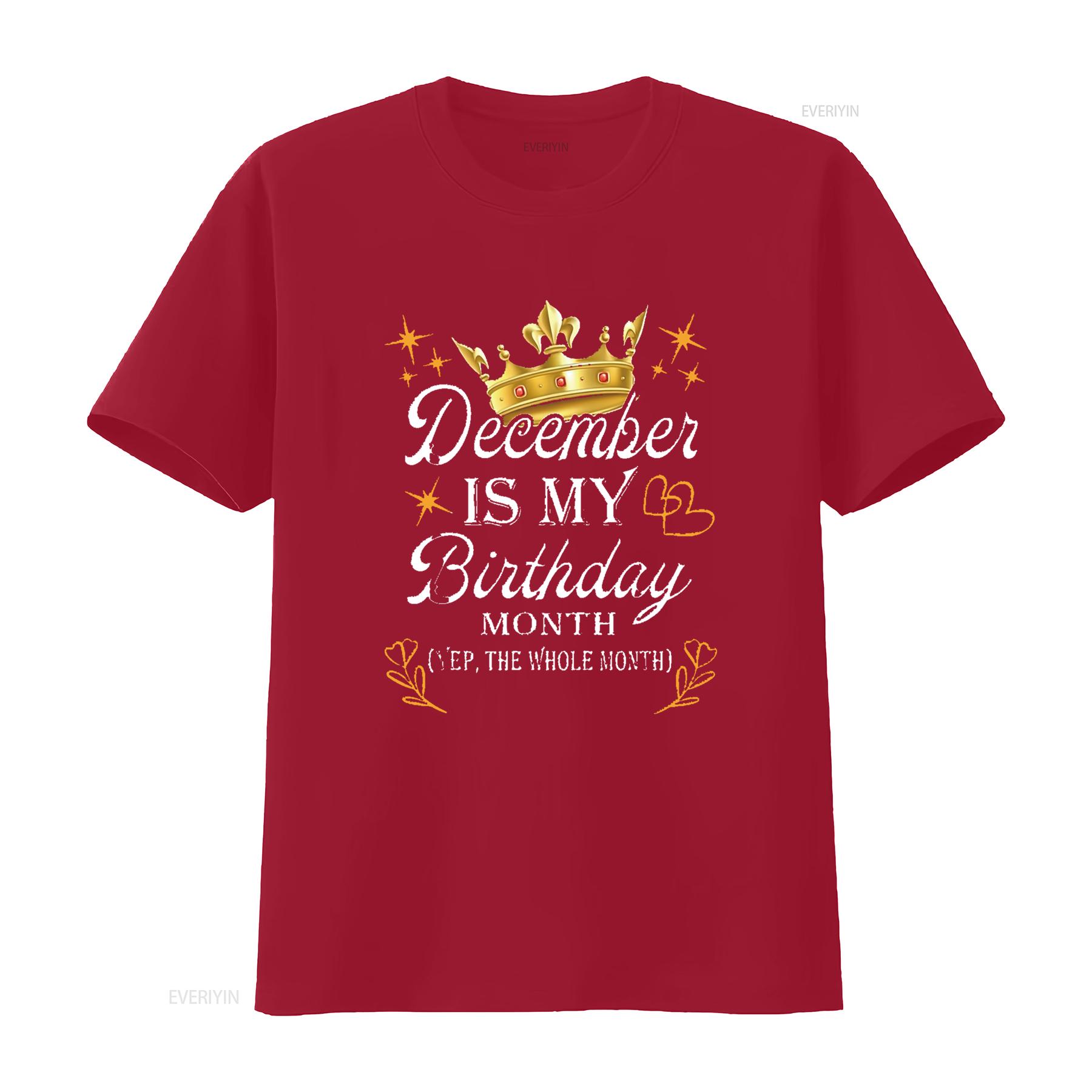 Женская футболка Декабрь - мой день рождения Да Весь месяц Девочка Черная 2XL Винтажная Стирка Мягкая Повседневная Унисекс Универсальная S