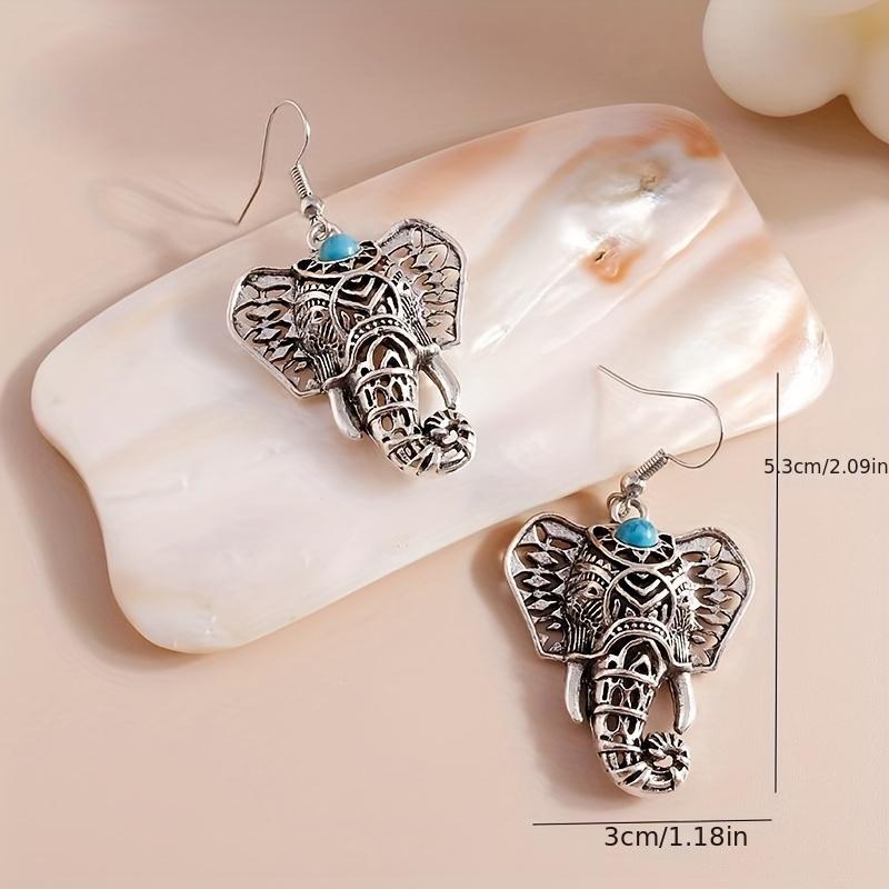 Bohem Vintage Fil Kakma Turkuaz Tasarım Kanca Küpe Alaşım Kadın Aksesuarları Arkadaşlar Severler Için Narin Hediye