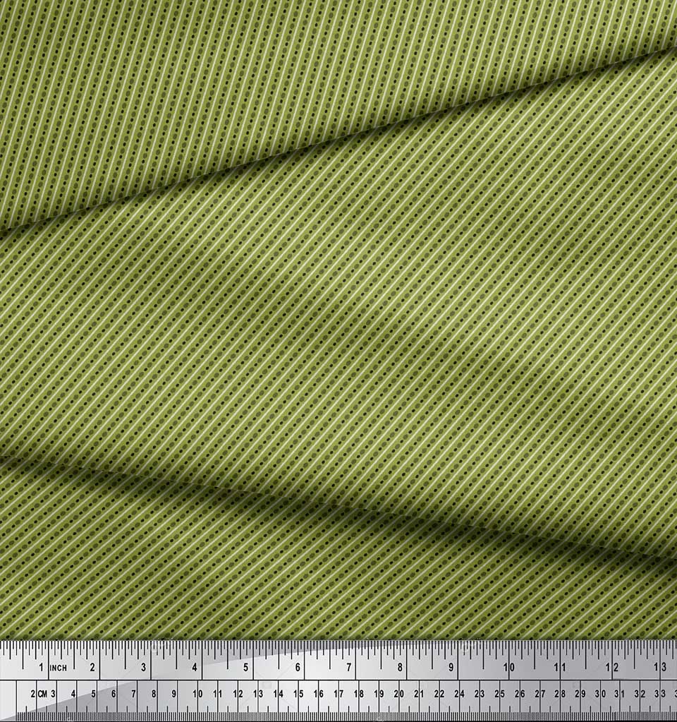Soimoi Purple Poly Crepe Fabric Diagonal Stripe & Dots Print Fabric by the Metre 42 Inch