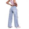 Women's Straight Leg Jeans Slimming Casual Pants Stylish Bow-tie Jeans Loose Straight Leg Wide-leg Trousers