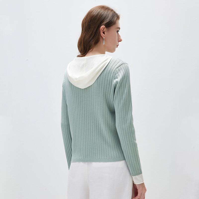 Kemeng Boka Women's Faux Two-Piece Silk Blend Knit Hoodie