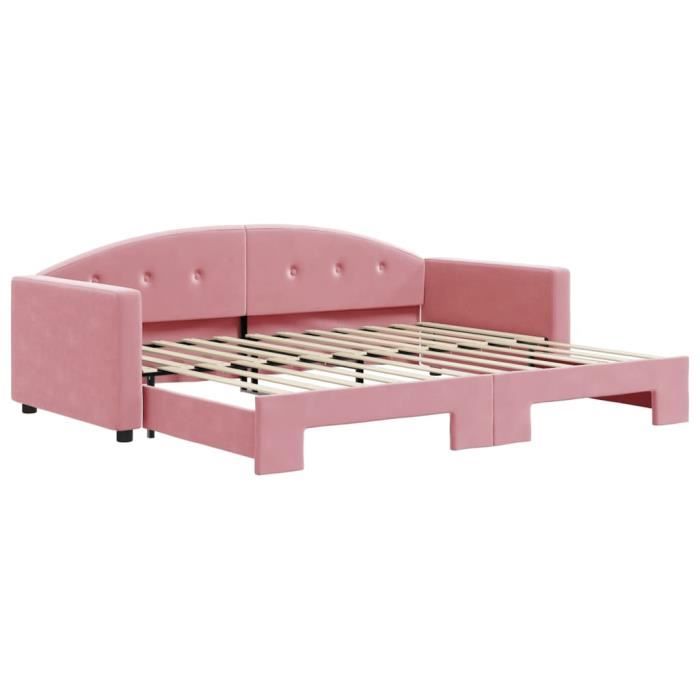 VidaXL Daybed with Trundle Bed Pink 90x200 Cm Velvet 3197304
