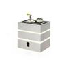 Solid Wood Floating Bedside Table with Wireless Charging & Three Drawers — Modern Light Luxury Bedroom Cabinet